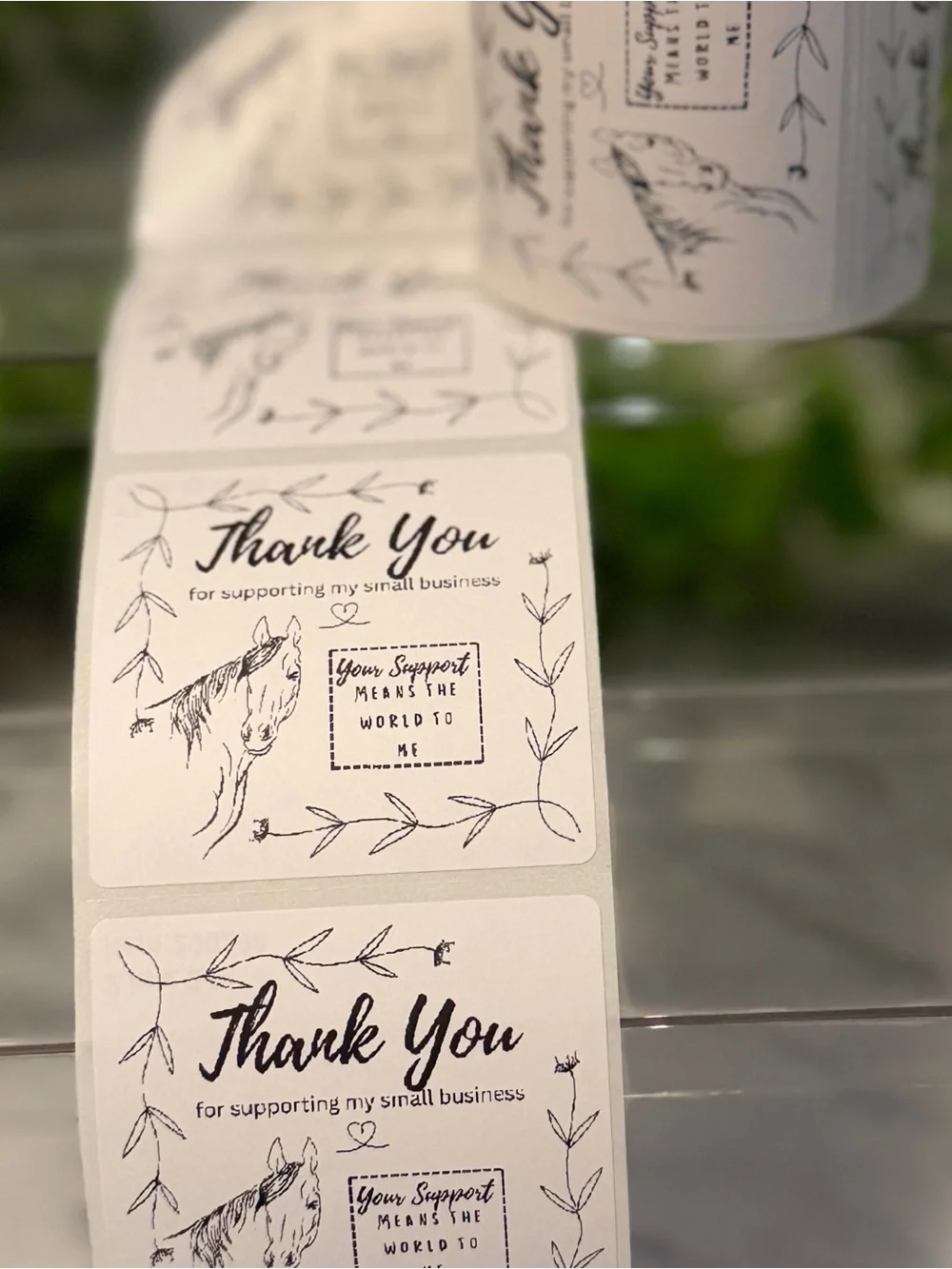 200 Western Horse Thank You Stickers 2x2 Small Business Packaging Labels Roll